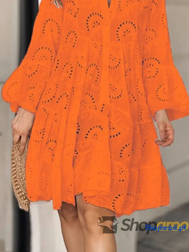 Full Size Eyelet Ruffled Hem Tiered Dress Plus