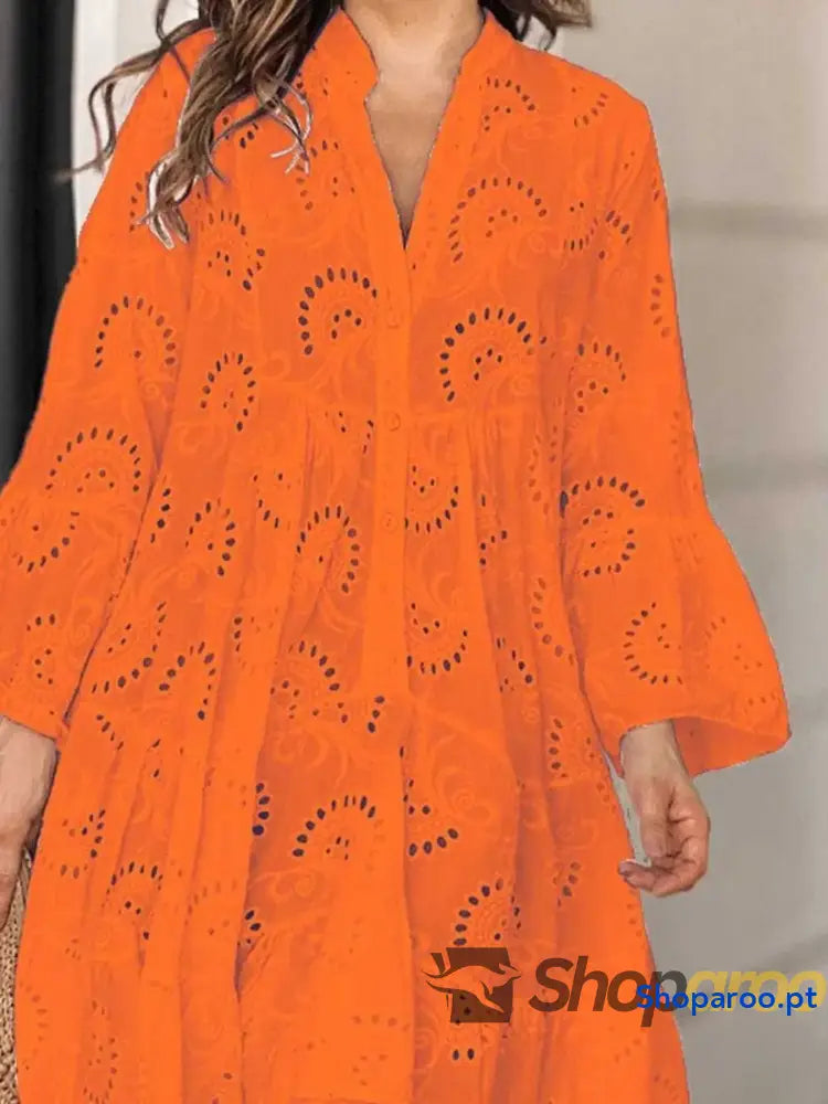 Full Size Eyelet Ruffled Hem Tiered Dress Plus