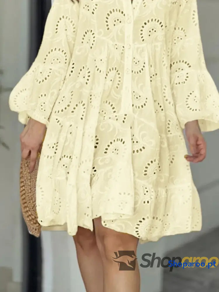 Full Size Eyelet Ruffled Hem Tiered Dress Plus
