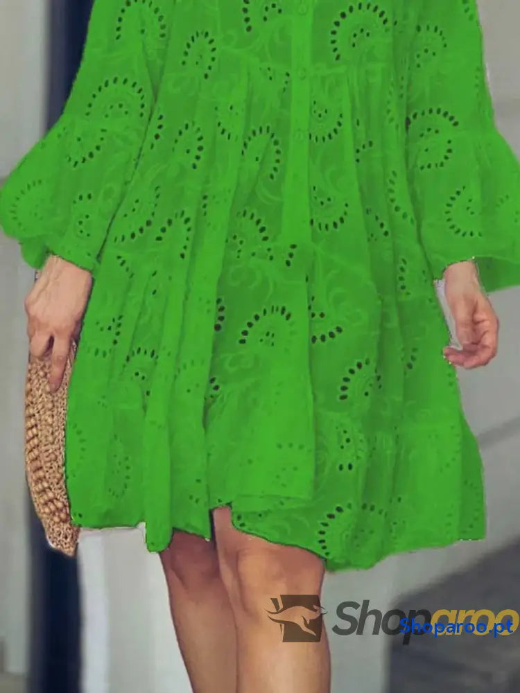 Full Size Eyelet Ruffled Hem Tiered Dress Plus