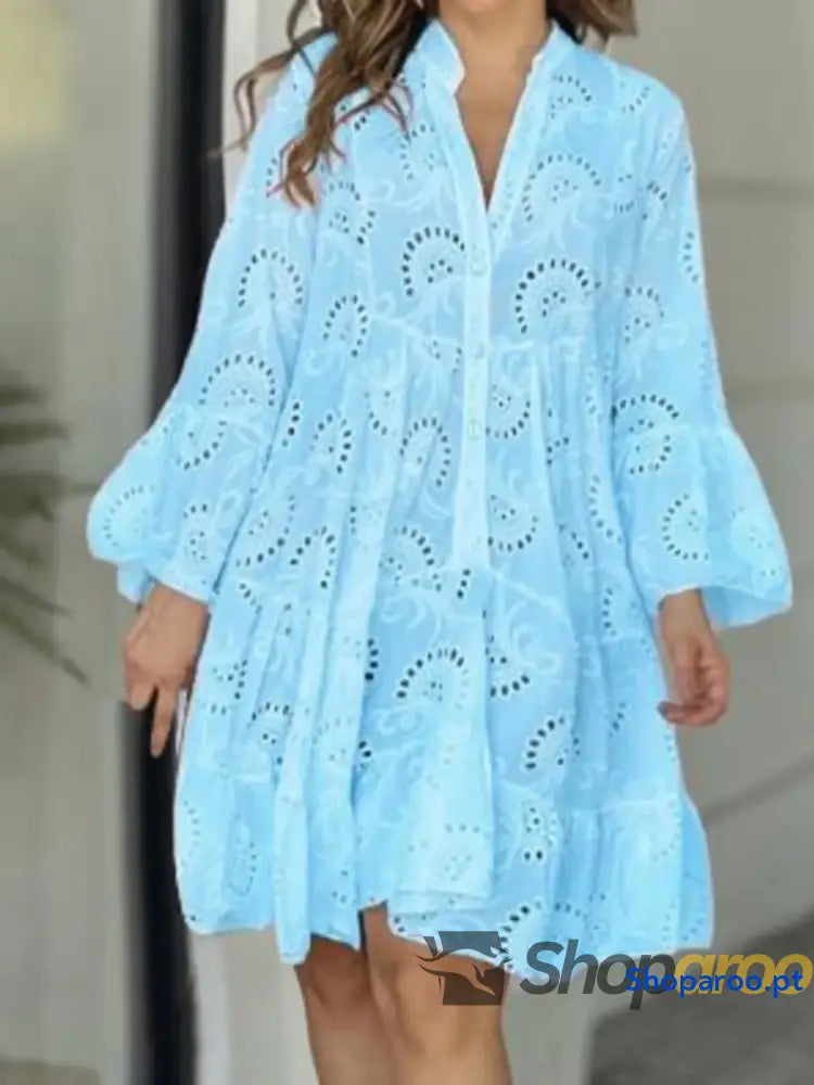 Full Size Eyelet Ruffled Hem Tiered Dress Plus