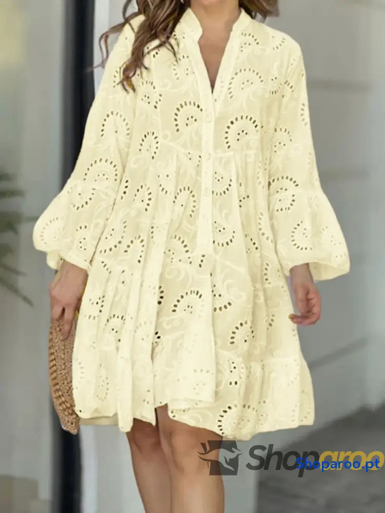 Full Size Eyelet Ruffled Hem Tiered Dress Plus