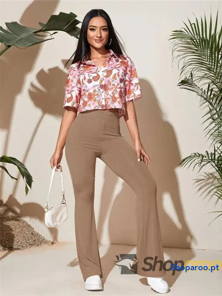 Full Size High-Waist Flare Active Pants Plus
