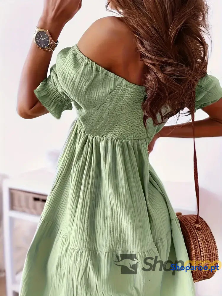 Full Size Ruffled Off-Shoulder Short Sleeve Dress