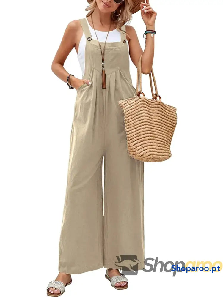 Full Size Square Neck Wide Strap Overalls