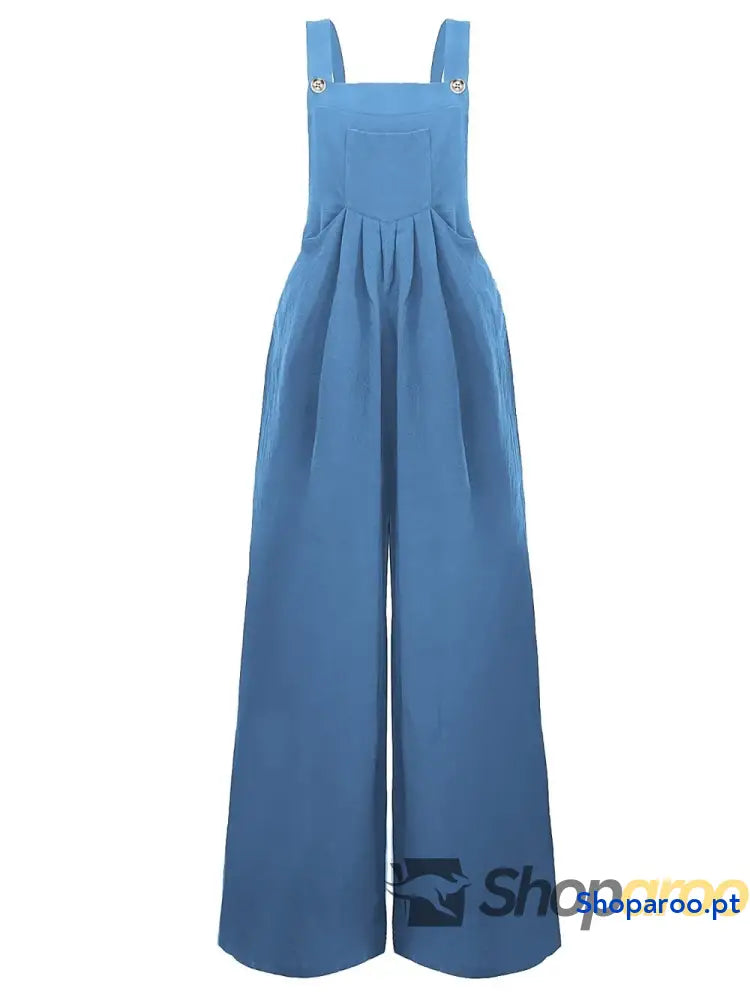 Full Size Square Neck Wide Strap Overalls