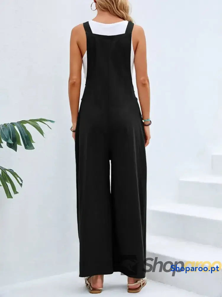 Full Size Square Neck Wide Strap Overalls