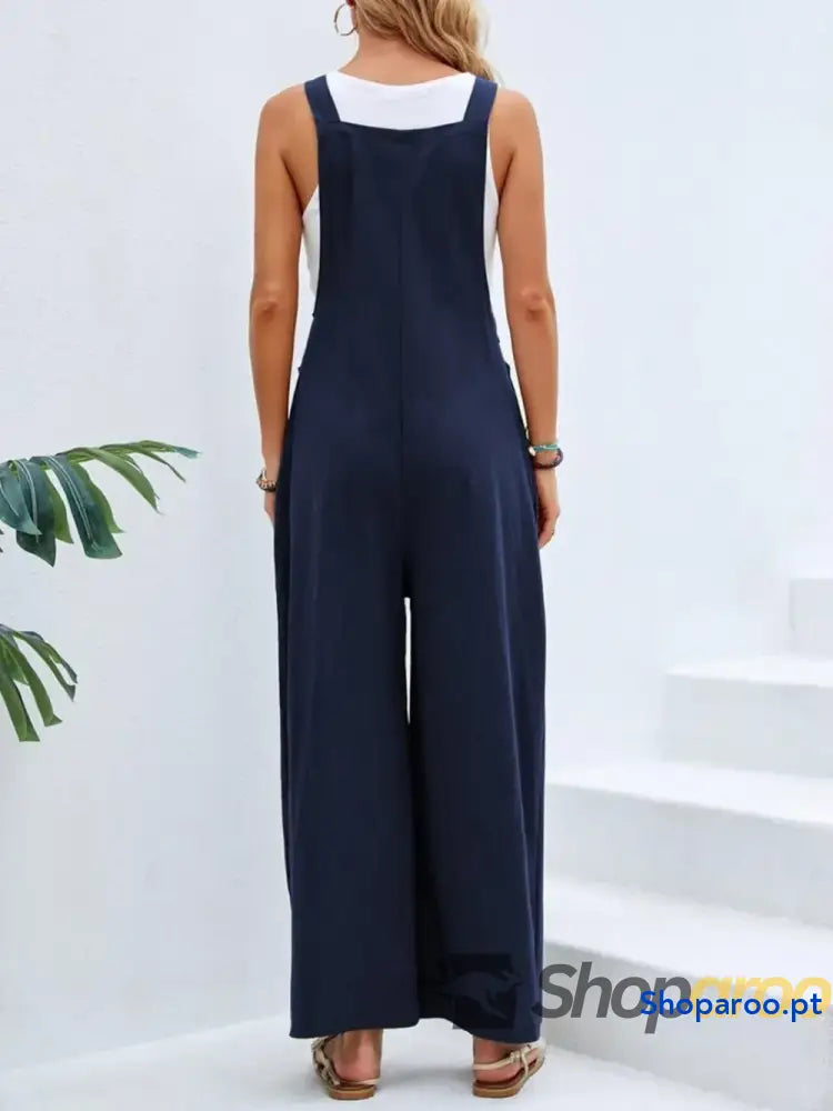Full Size Square Neck Wide Strap Overalls