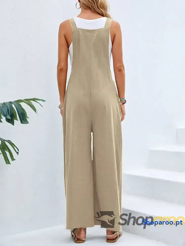 Full Size Square Neck Wide Strap Overalls