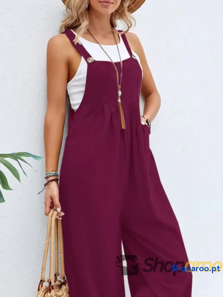 Full Size Square Neck Wide Strap Overalls