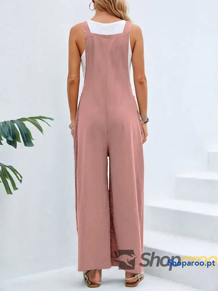Full Size Square Neck Wide Strap Overalls