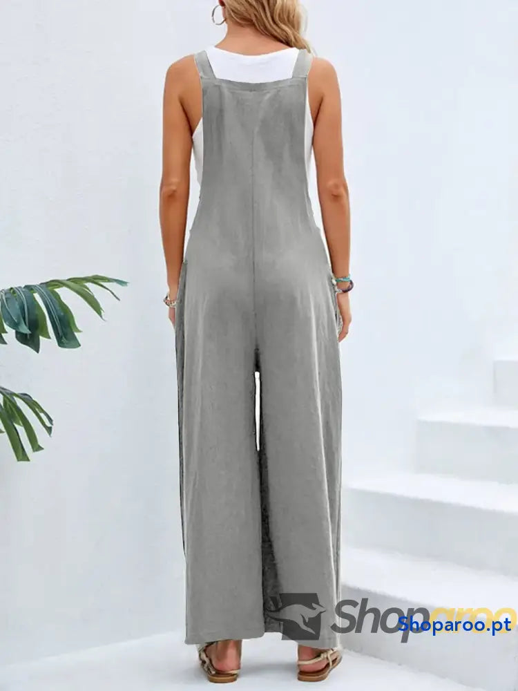 Full Size Square Neck Wide Strap Overalls