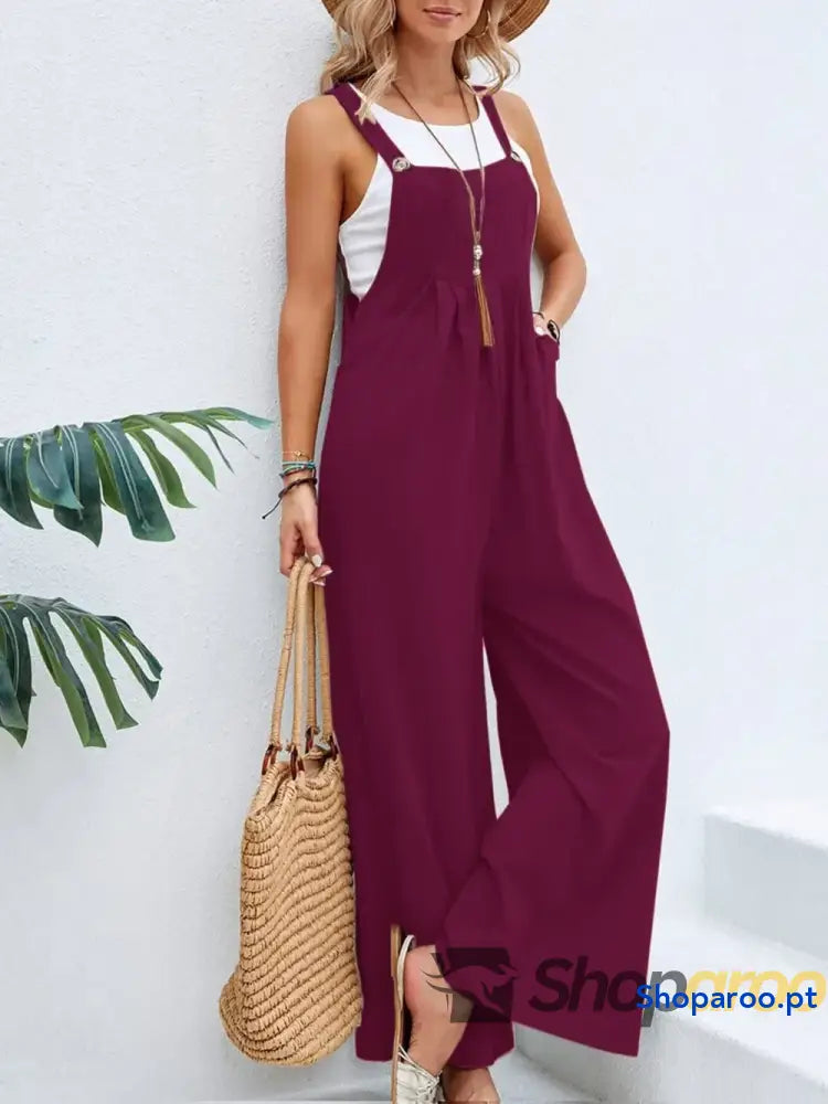 Full Size Square Neck Wide Strap Overalls