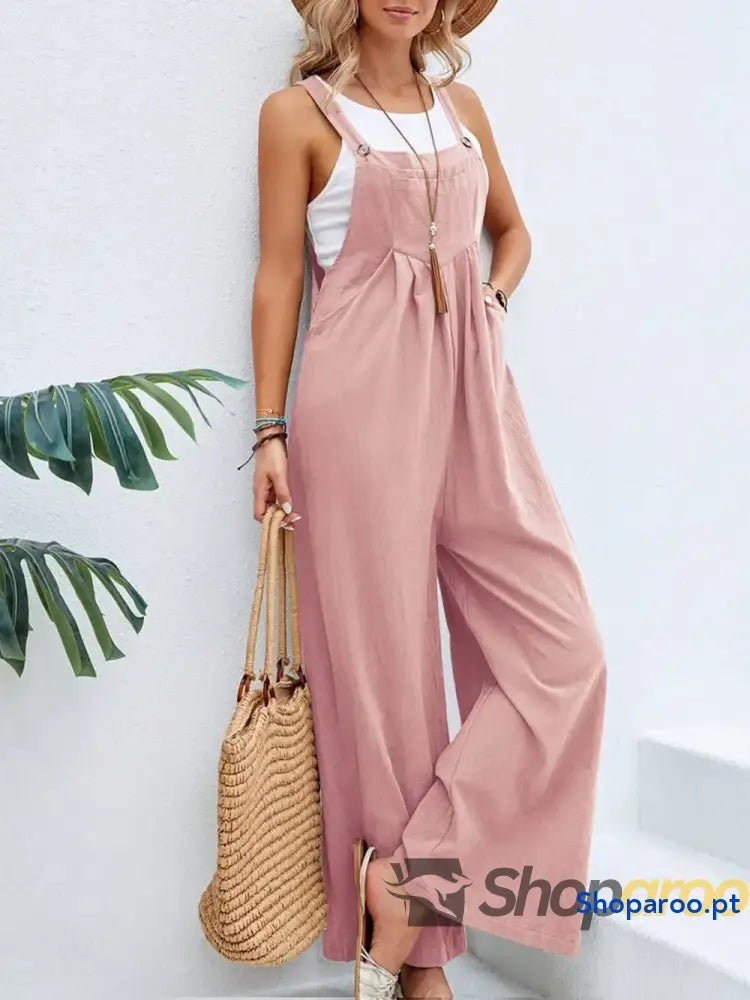 Full Size Square Neck Wide Strap Overalls