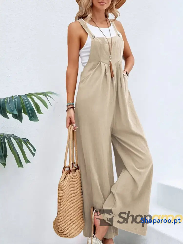 Full Size Square Neck Wide Strap Overalls