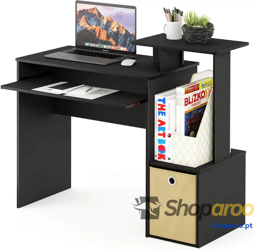 Furinno Secretária de computador preto/castanho