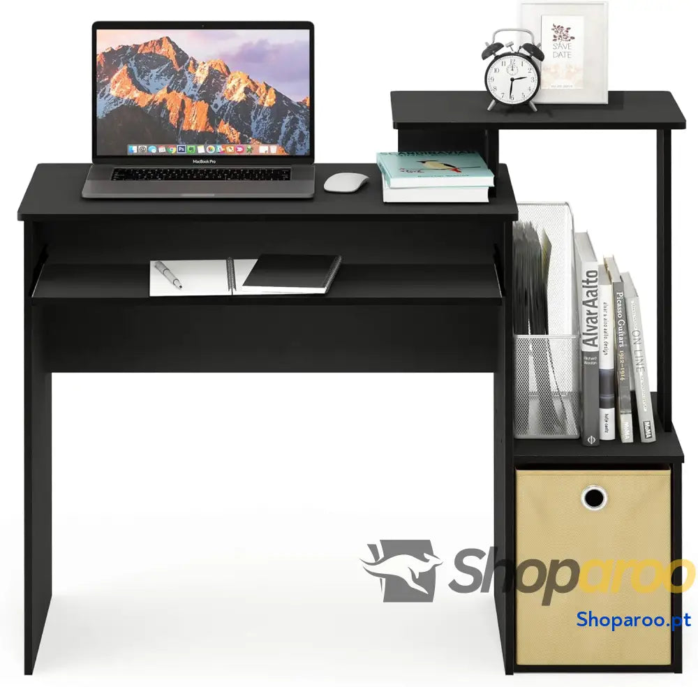 Furinno Secretária de computador preto/castanho