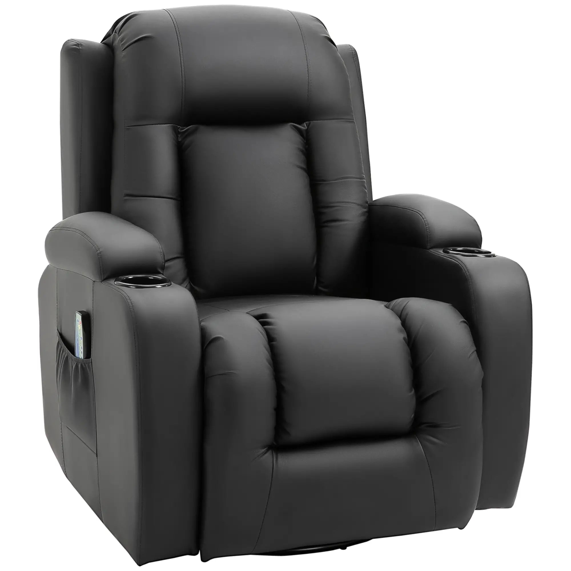 Poltrona de Massagem Reclinável até 150° com 8 Pontos de Massagem por Vibração Função de Aquecimento 85x94x104 cm Preto