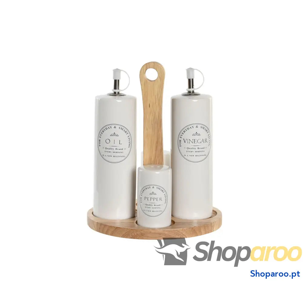 Galheteiro DKD Home Decor Branco Madeira Grés 18 x 15 x 22 cm