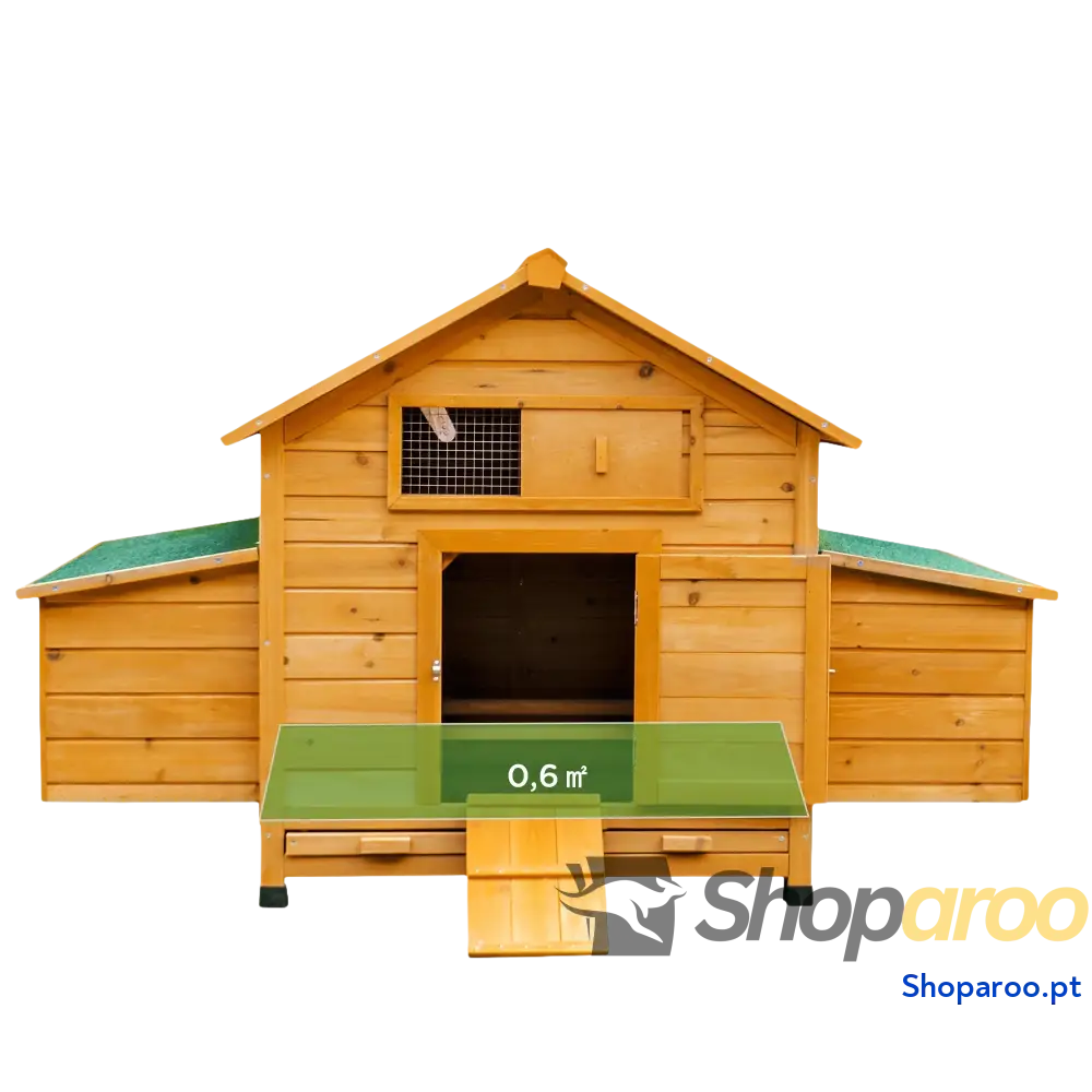 Galinheiro para Exterior 150x100x96,5 cm de Madeira com 2 Ninhos Bandeja Amovível Cinza e Branco