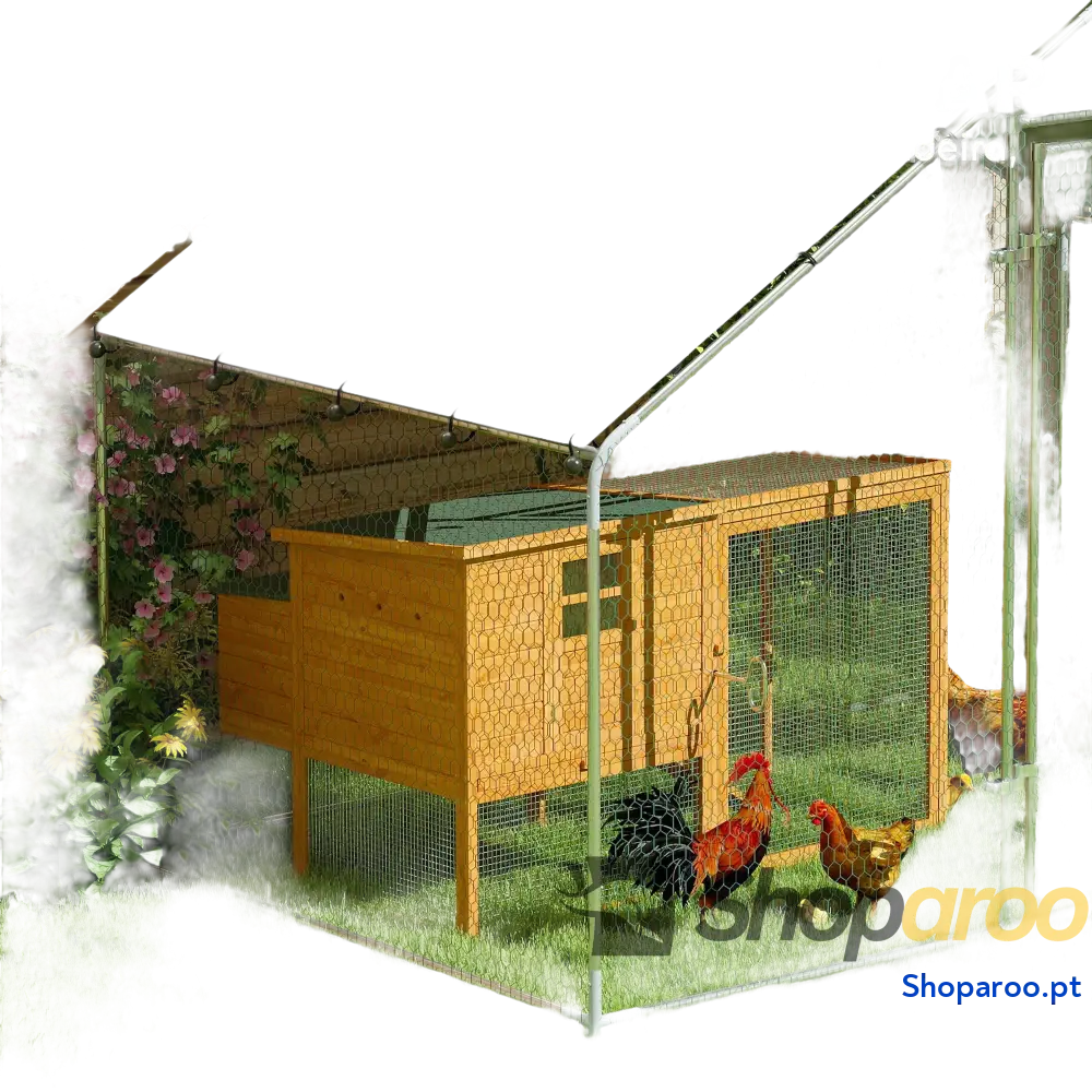 Galinheiro para Exterior 3x1,7x1,9 cm de Aço Galvanizado com Cobertura Anti UV 5-8 Galinhas Prata