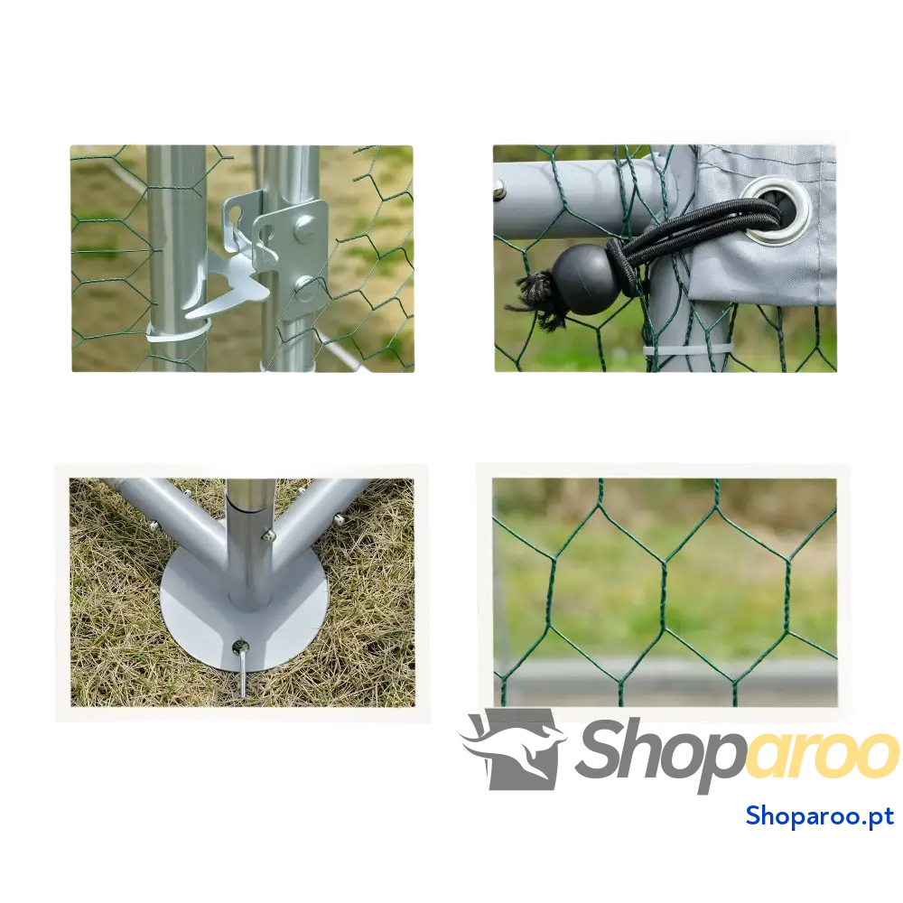 Galinheiro para Exterior 3x1,7x1,9 cm de Aço Galvanizado com Cobertura Anti UV 5-8 Galinhas Prata