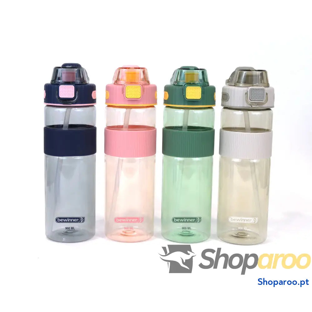 Garrafa com Tampa e Palhinha Bewinner Multicolor Transparente 900 ml