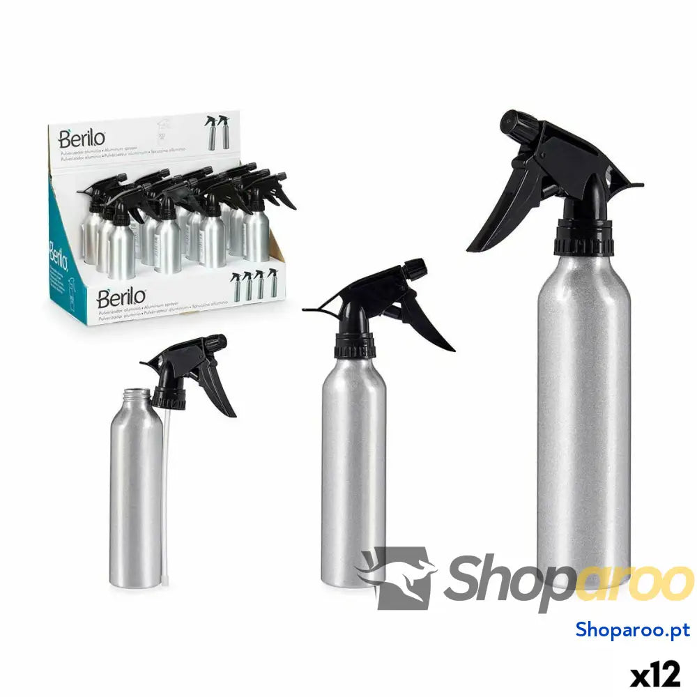Garrafa Pulverizadora Berilo 37581 Preto Prateado Alumínio Polipropileno 300 ml (12 Unidades)