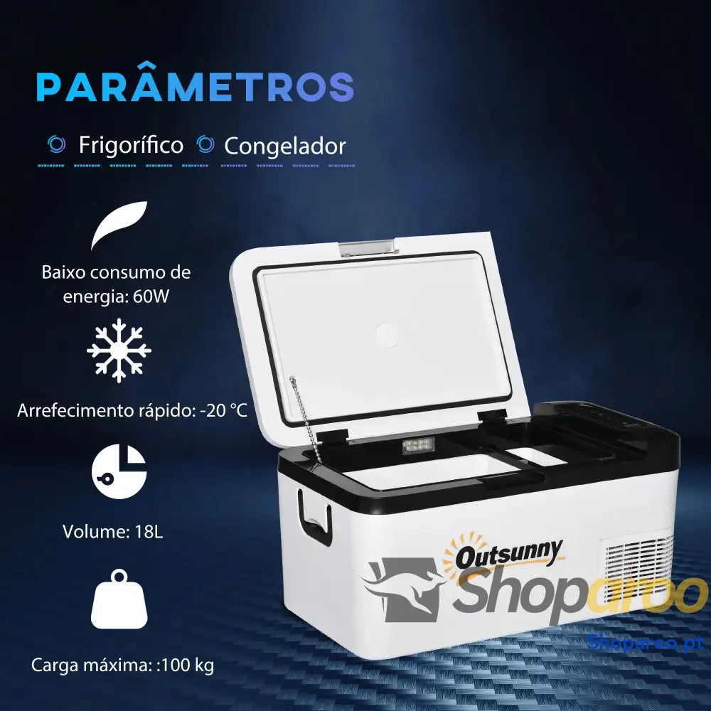 Geleira com Compressor 18L Portátil para Campismo e Viagem