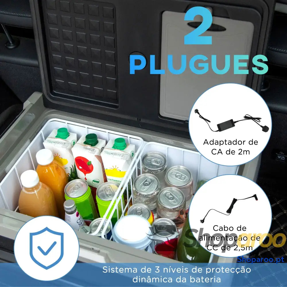 Geleira de Compressor Portátil 60L para Carro com Ecrã LED e Rodas