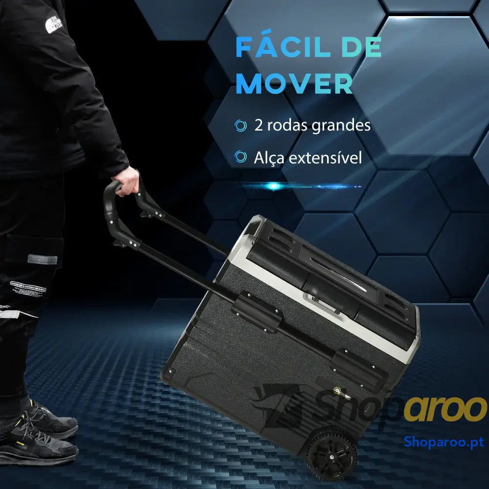 Geleira de Compressor Portátil 60L para Carro com Ecrã LED e Rodas