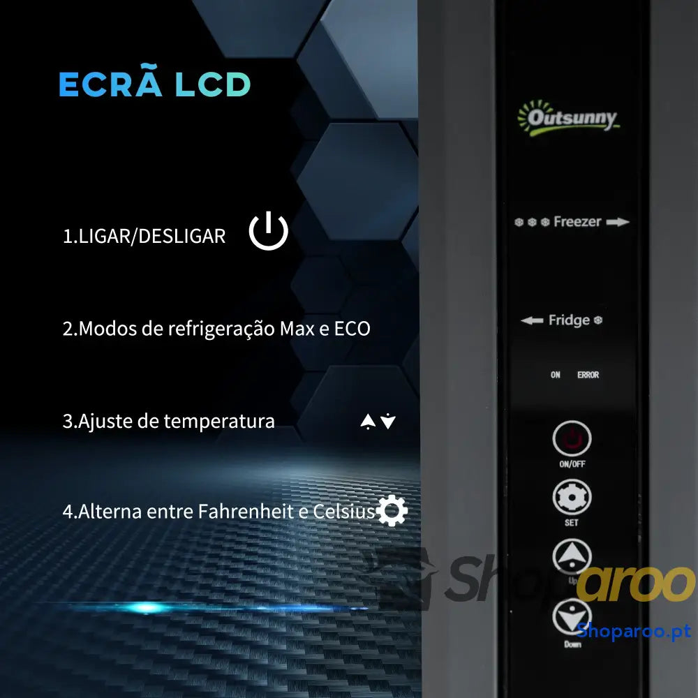 Geleira Elétrica de Compressor Portátil 45L com Duplo Controlo Temperatura