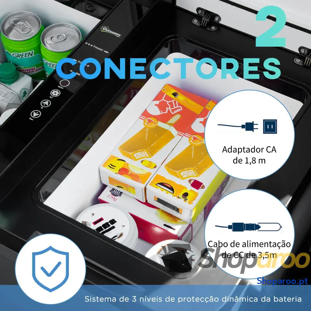 Geleira Elétrica de Compressor Portátil 45L com Duplo Controlo Temperatura