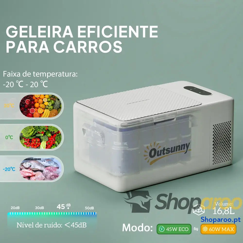 Geleira portátil elétrica 16,8L com compressor e ecrã digital