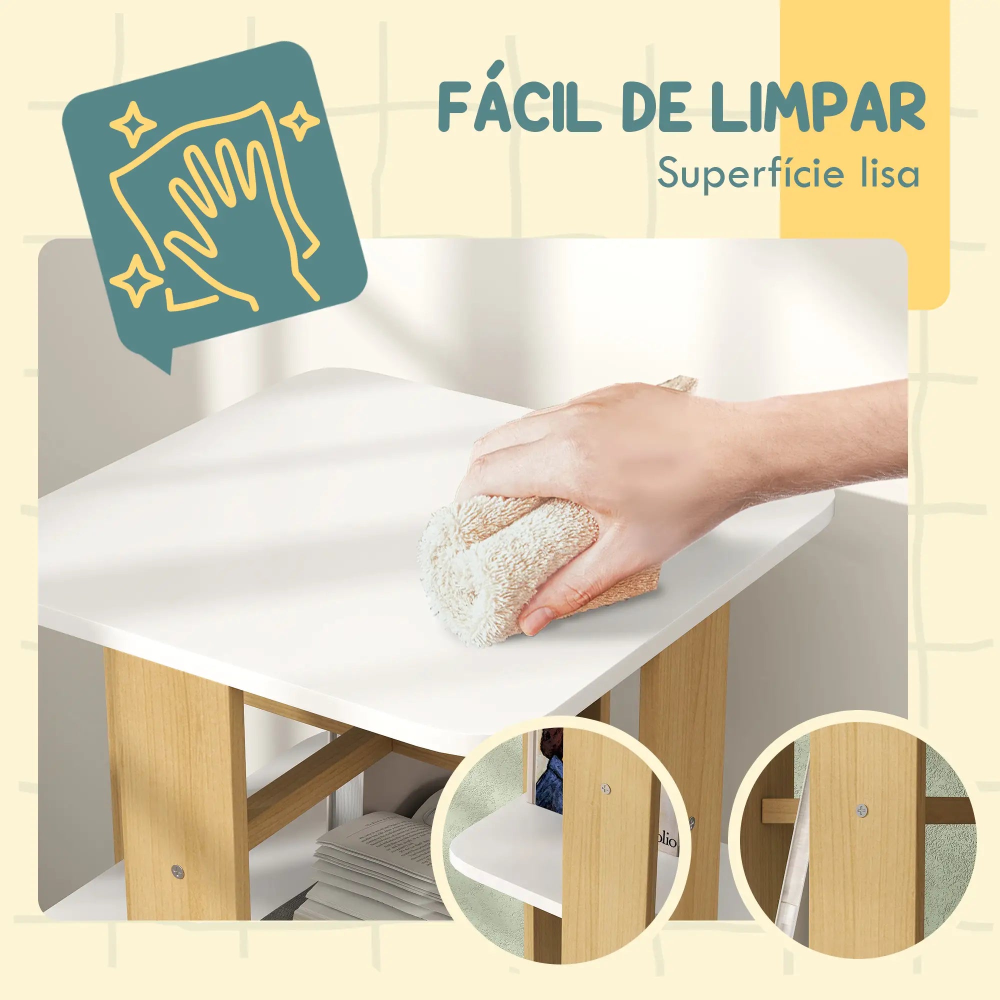 Estante para Livros Infantil Estante para Crianças com Rodas 3 Prateleiras 48x48x99,5 cm Branco e Madeira