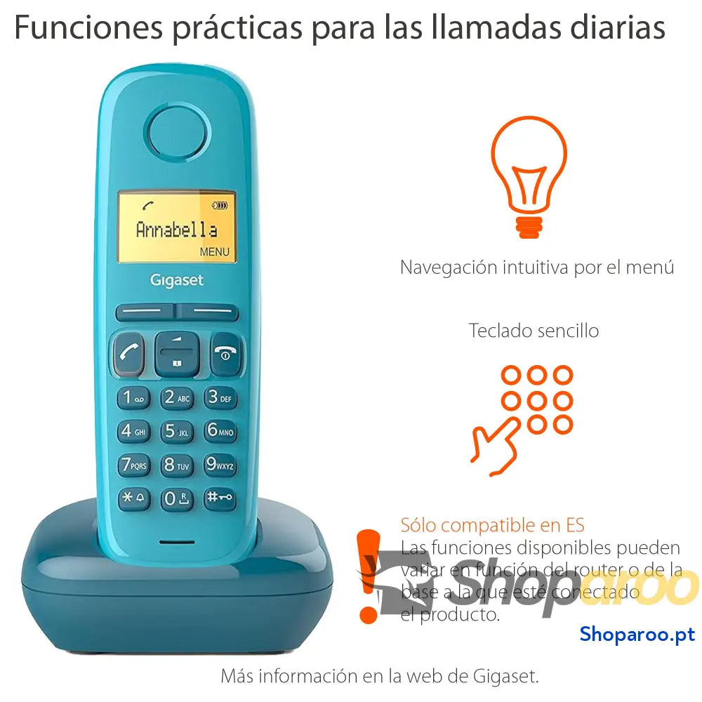 Gigaset A170 Telefone DECT sem fios Ecrã gráfico iluminado Fácil de utilizar Instalação simples cor azul [Versão