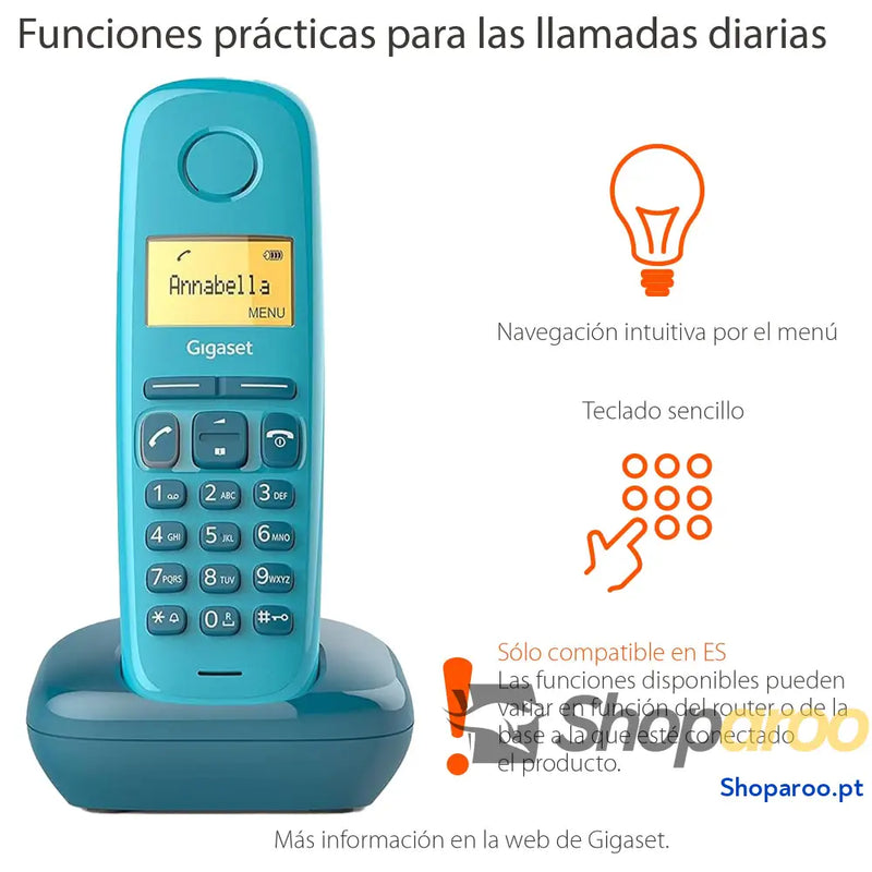 Gigaset A170 Telefone DECT sem fios Ecrã gráfico iluminado Fácil de utilizar Instalação simples cor azul [Versão