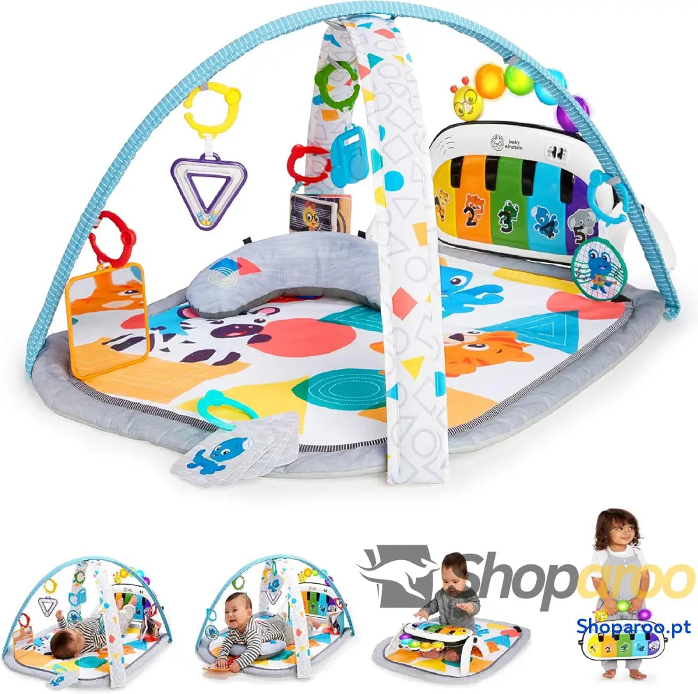 Ginásio musical para bebés 4 em 1 Kickin’ Tunes com piano mais de 70 sons 25 minutos música e luzes arco brincar 7
