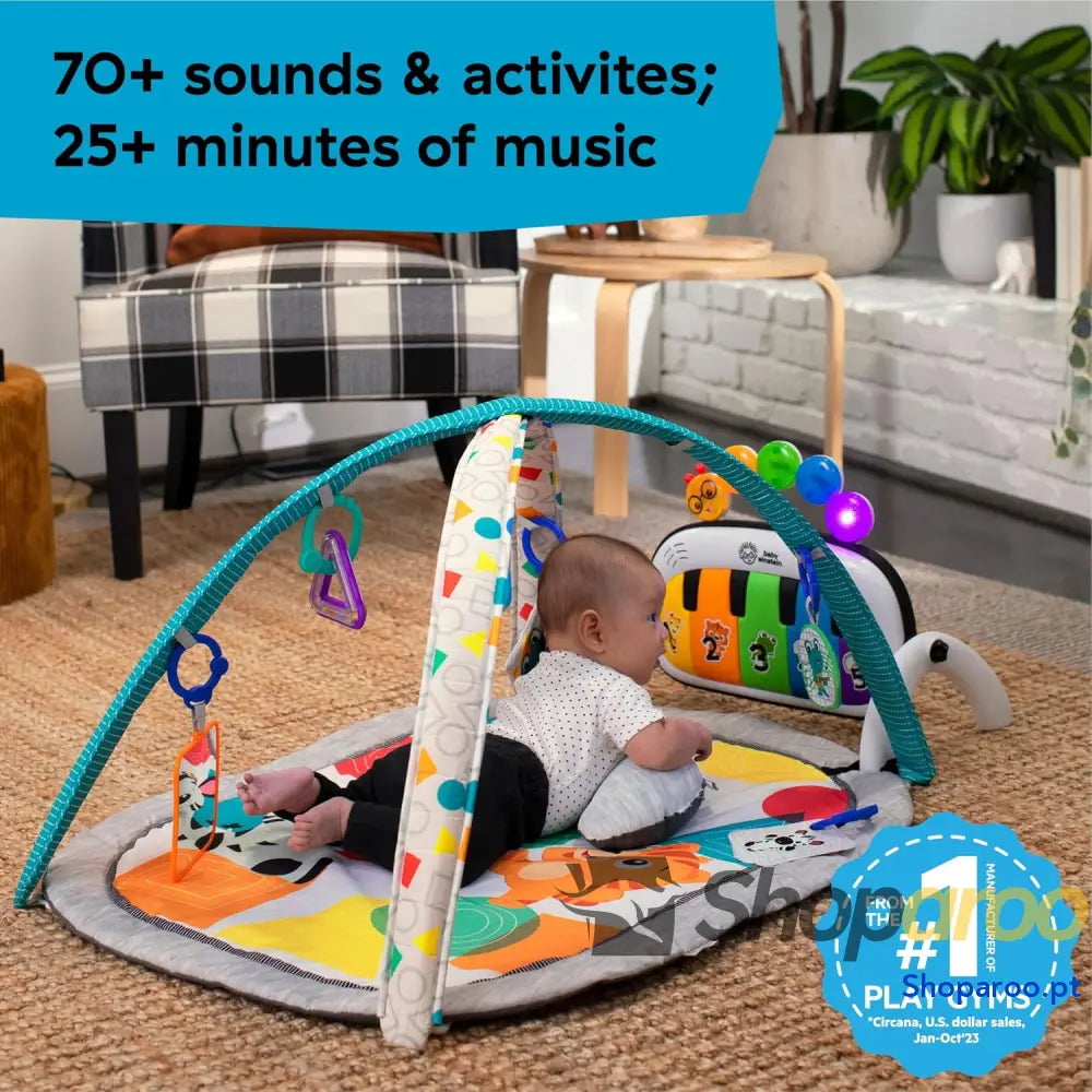 Ginásio musical para bebés 4 em 1 Kickin’ Tunes com piano mais de 70 sons 25 minutos música e luzes arco brincar 7