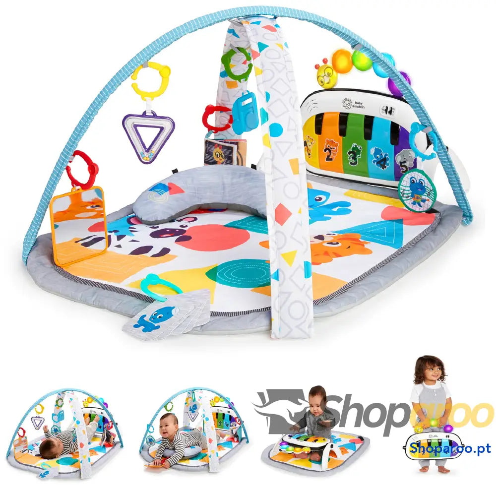 Ginásio musical para bebés 4 em 1 Kickin’ Tunes com piano mais de 70 sons 25 minutos música e luzes arco brincar 7