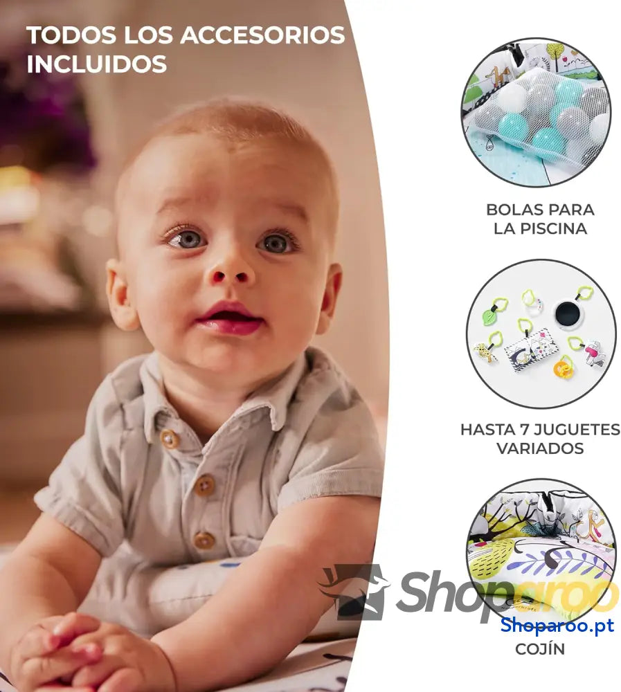 Ginásio para bebé tapete crianças de 7 brinquedos 20 bolas 2 arcos com acessórios multifuncional piscina seca