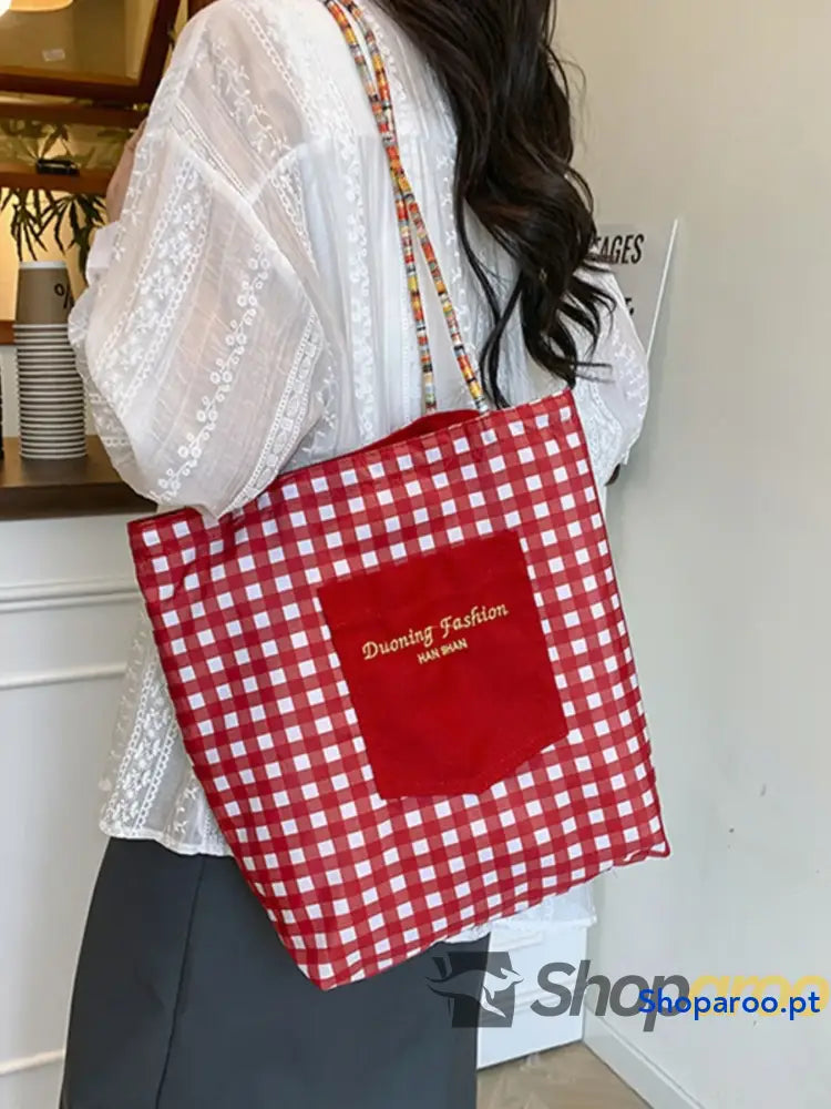 Gingham Pattern Tote Bag