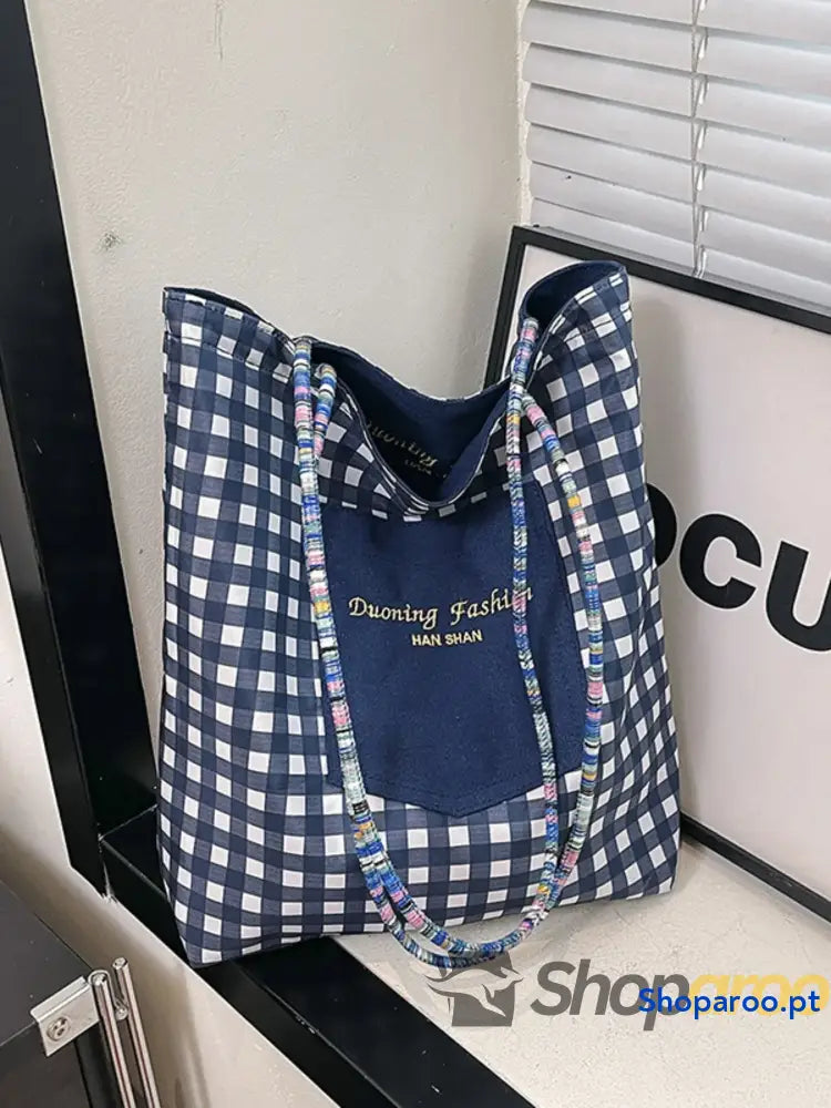 Gingham Pattern Tote Bag
