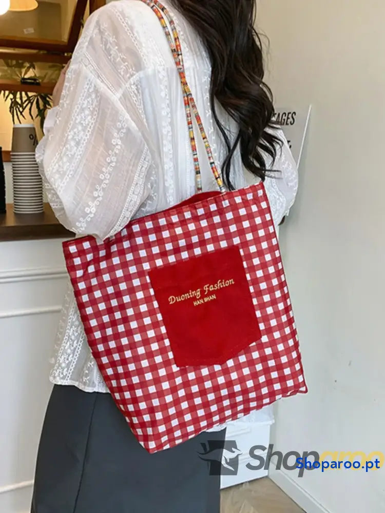 Gingham Pattern Tote Bag