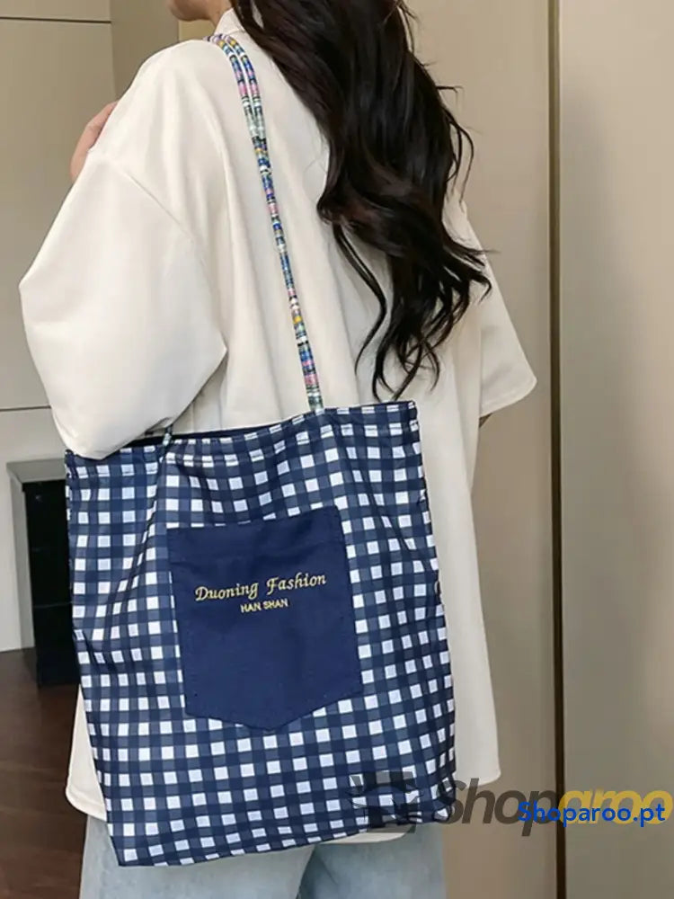 Gingham Pattern Tote Bag