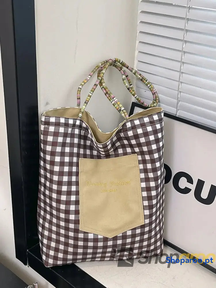 Gingham Pattern Tote Bag