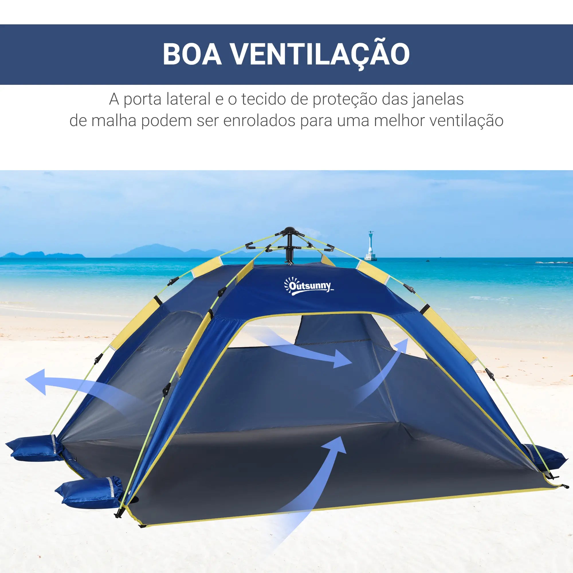 Tenda de Praia Dobrável Pop-up para 1 a 2 Pessoas Azul Escuro