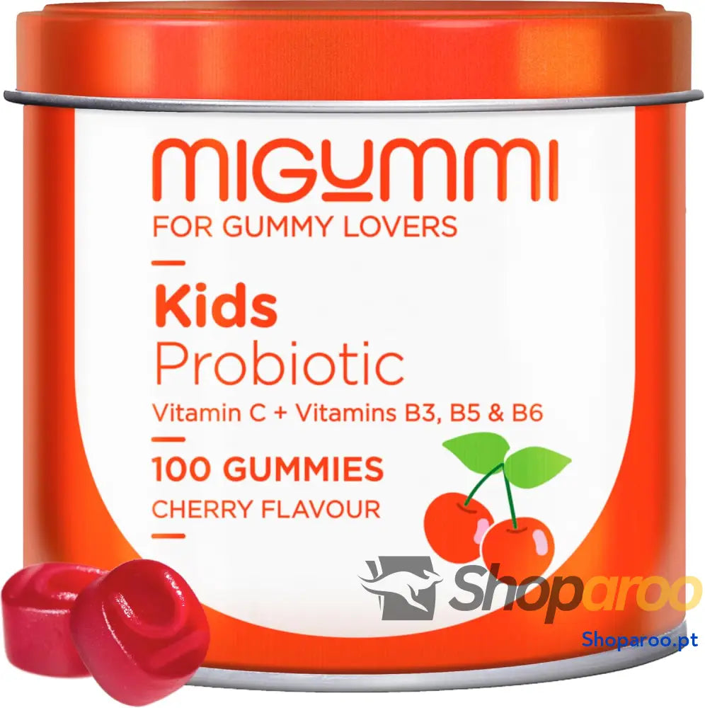 Gominolas probióticas para crianças 100 Gummies sabor natural cereja probióticos vitamina C B3 B5 e B6 Flora intestinal