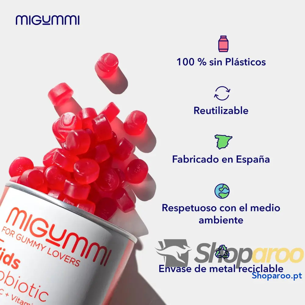 Gominolas probióticas para crianças 100 Gummies sabor natural cereja probióticos vitamina C B3 B5 e B6 Flora intestinal
