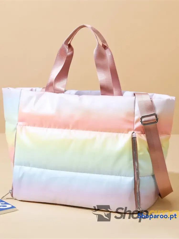 Gradient Quilted Travel Bag with Side Zippers